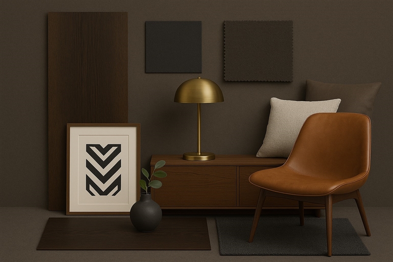 Moodboard stilart mørk elegance og retro